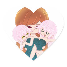 Cartoon moeder met haar tweeling Sticker