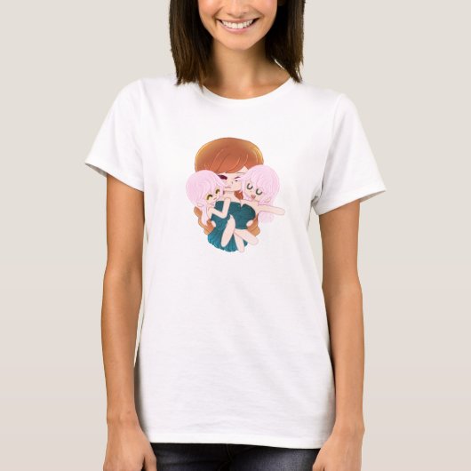 Cartoon moeder met haar tweeling T-shirt (Voorkant)