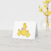 Cartoon Moederkip met Kuikens BLANK Kaart (Gele Bloem)