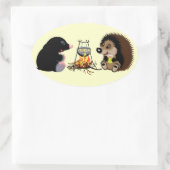 cartoon mole en egel ovale sticker (Tas)