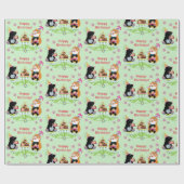 cartoon mole en hamster . Gelukkige verjaardag! Cadeaupapier (Vlak)