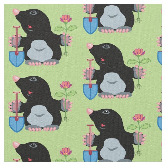 cartoon mole tuinier stof (Close Up)