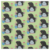 cartoon mole tuinier stof (Swatch)