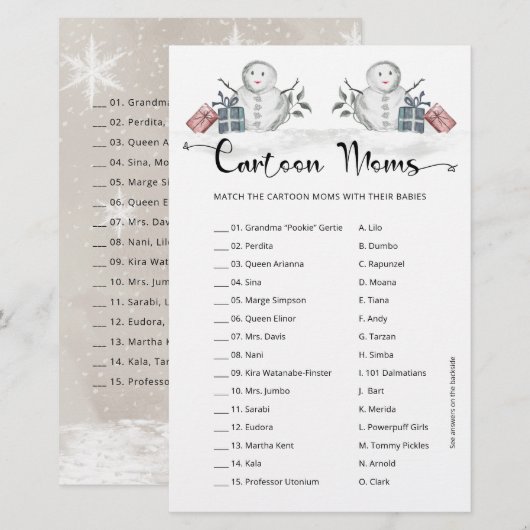 Cartoon Moms Snowman Baby shower (Voorkant / Achterkant)