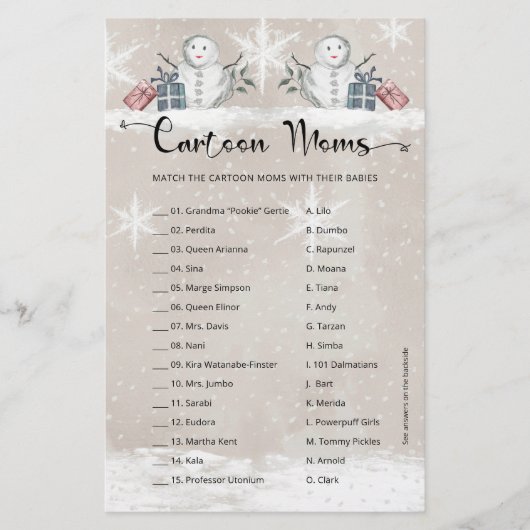Cartoon Moms Snowman Baby shower (Voorkant)