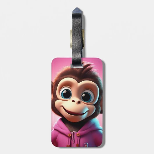 Cartoon Monkey Bagagelabel (Achterkant verticaal)