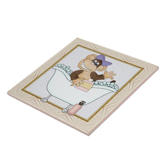 Cartoon Monkey Bathroom leuke tegel Tegeltje (Zijkant)