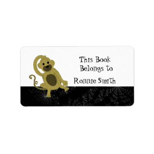Cartoon Monkey Bookplate Etiket