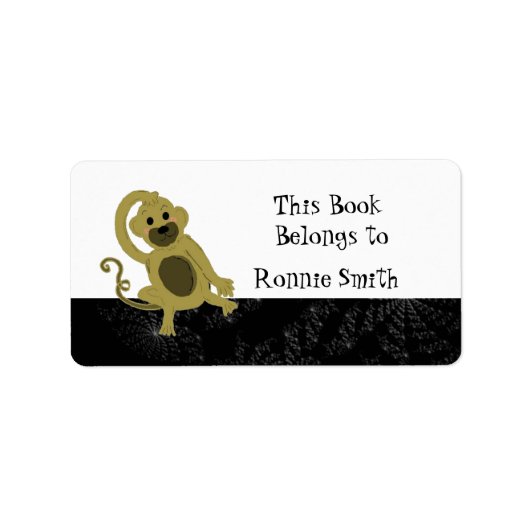 Cartoon Monkey Bookplate Etiket (Voorkant)