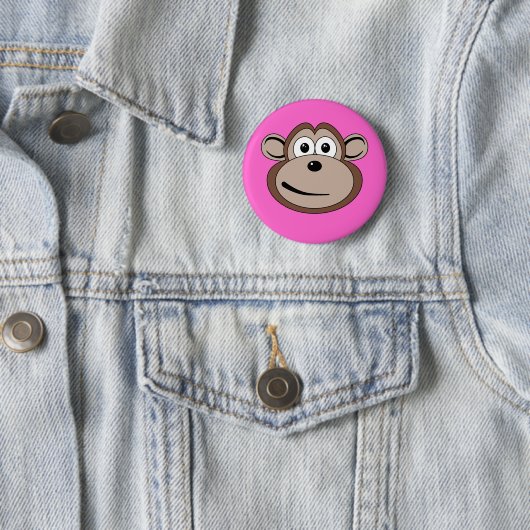 Cartoon Monkey Face Button (In situ)