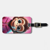 Cartoon Monkey gepersonaliseerd Bagagelabel (Voorkant horizontaal)