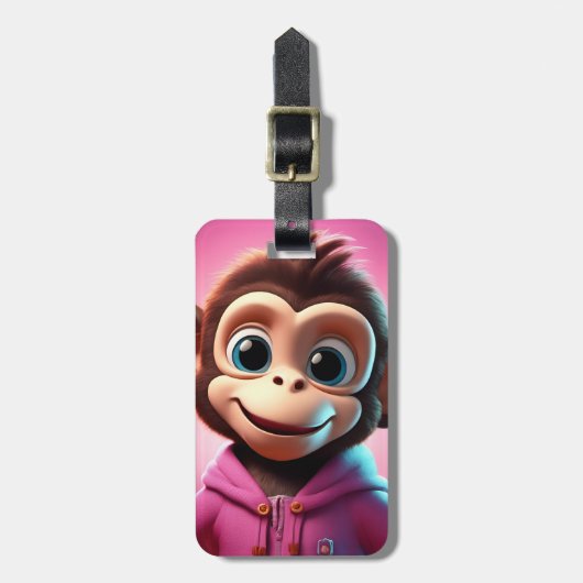 Cartoon Monkey gepersonaliseerd Bagagelabel (Voorkant verticaal)
