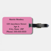 Cartoon Monkey gepersonaliseerd Bagagelabel (Achterkant horizontaal)