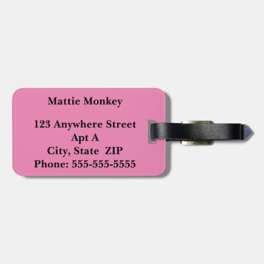 Cartoon Monkey gepersonaliseerd Bagagelabel (Achterkant horizontaal)