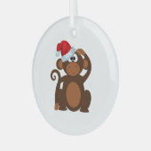 Cartoon Monkey Glass Ornament (Voorkant links)