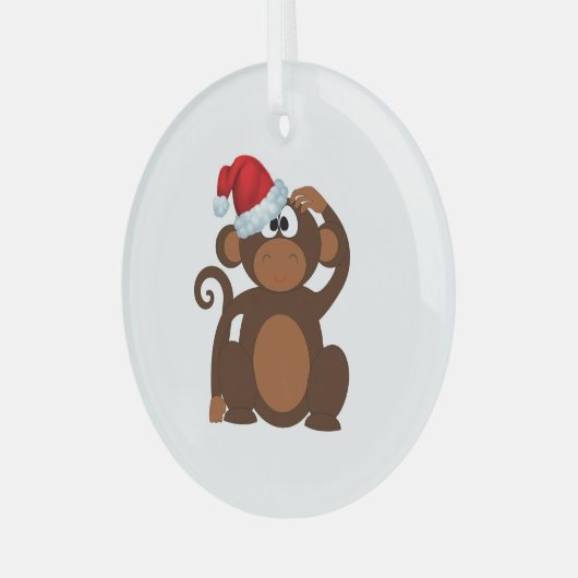 Cartoon Monkey Glass Ornament (Voorkant links)