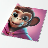 Cartoon Monkey inpakpapier (Uitgerold)