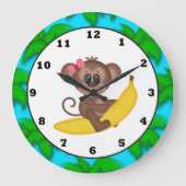 Cartoon Monkey-muurklok Grote Klok (Voorkant)