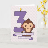 Cartoon Monkey op een verjaardag Kaart voor het ki (Gele Bloem)