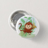 Cartoon Monkey Ronde Button 3,2 Cm (Voorkant /achterkant)