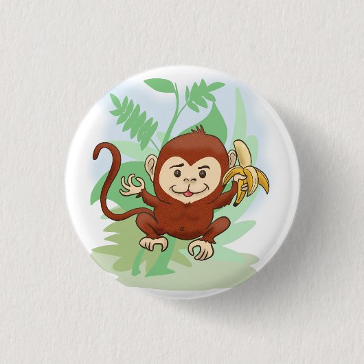 Cartoon Monkey Ronde Button 3,2 Cm (Voorkant)