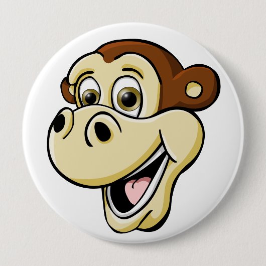 Cartoon Monkey Ronde Button 4,0 Cm (Voorkant)