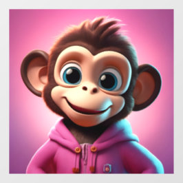 Cartoon Monkey Venster Cling Raamsticker