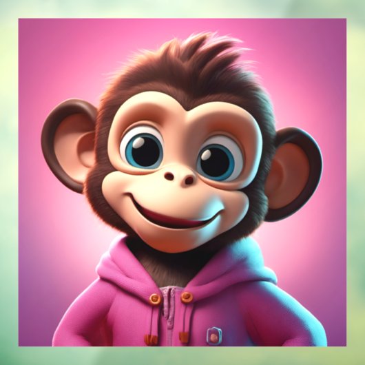 Cartoon Monkey Venster Cling Raamsticker (Vel 3)