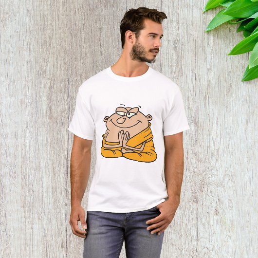 Cartoon monnik mediteren t-shirt