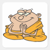 Cartoon monnik mediteren vierkante sticker (Voorkant)