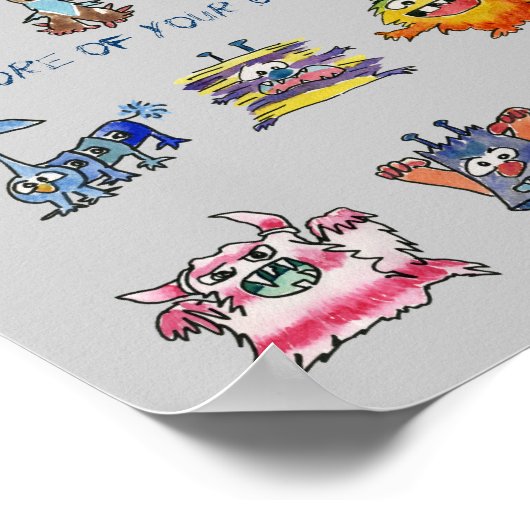 Cartoon MonSTARS Blue Grey Personalized Poster (Hoek)