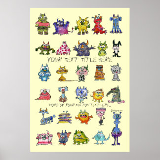 Cartoon MonSTARS Geel Gepersonaliseerd Poster