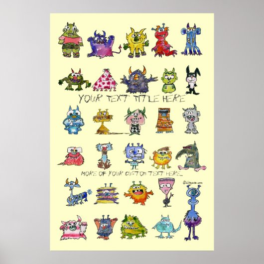 Cartoon MonSTARS Geel Gepersonaliseerd Poster (Voorkant)