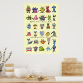 Cartoon MonSTARS Geel Gepersonaliseerd Poster (Keuken)