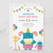 Cartoon monster baby shower kaart (Voorkant)