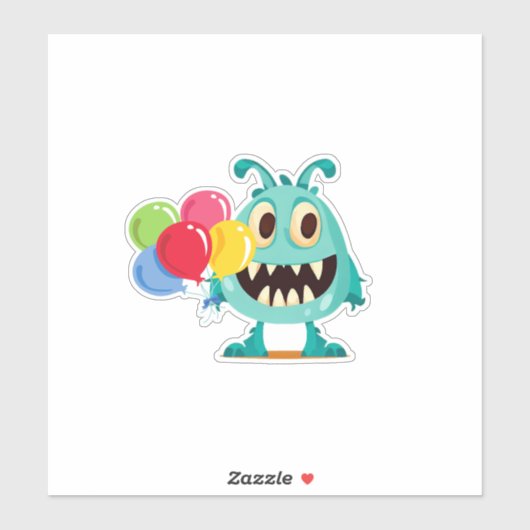 Cartoon monster/buitenaardse ballon sticker (Vel)