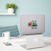 Cartoon monster/buitenaardse ballon sticker (Laptop op bureau)