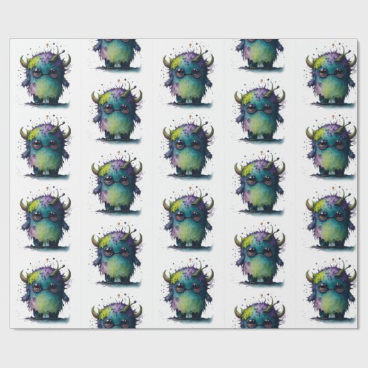 Cartoon Monster Design Cadeaupapier (Vlak)