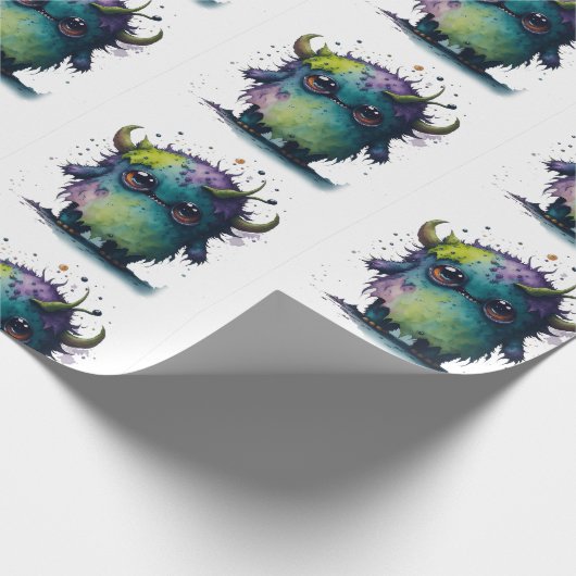 Cartoon Monster Design Cadeaupapier (Hoek)