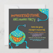 Cartoon Monster Green Alien Kind Halloween Party Kaart (Voorkant)