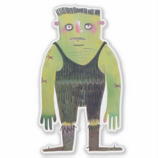 Cartoon monster met groene huid sticker (Voorkant)