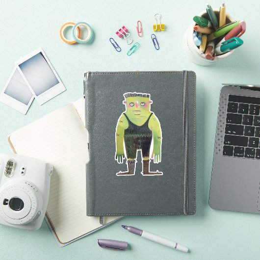 Cartoon monster met groene huid sticker (iPad Cover)