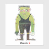 Cartoon monster met groene huid sticker (Vel)