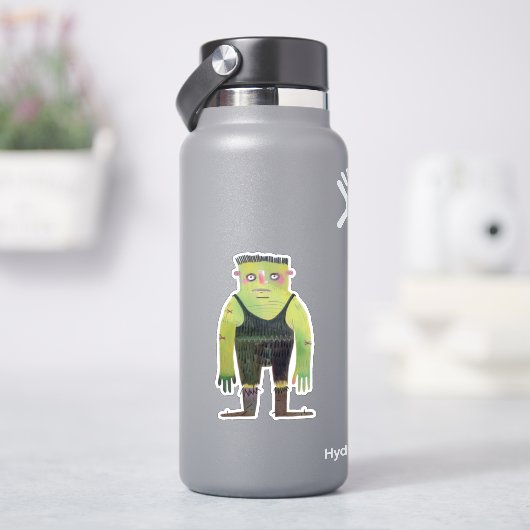 Cartoon monster met groene huid sticker (HydroFlask)