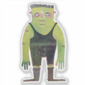 Cartoon monster met groene huid sticker (Voorkant)