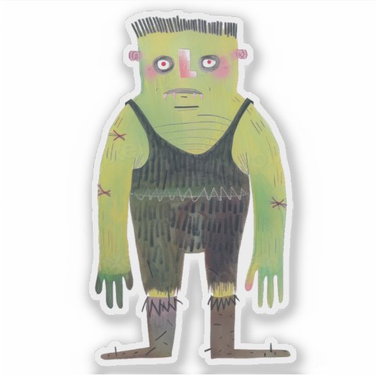 Cartoon monster met groene huid sticker (Voorkant)