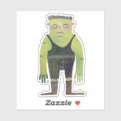 Cartoon monster met groene huid sticker (Vel)