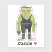 Cartoon monster met groene huid sticker (Vel)