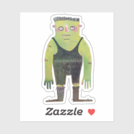 Cartoon monster met groene huid sticker