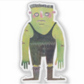 Cartoon monster met groene huid sticker (Voorkant)